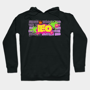 Leo Retro Graffiti Neon 80s Zodiac Birthday Astrology Sign Hoodie